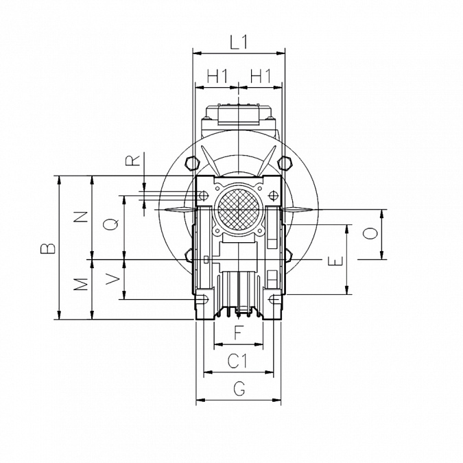 Мотор-редуктор NMRW 50-25-56-DS-FA1-0.37-B5-B3